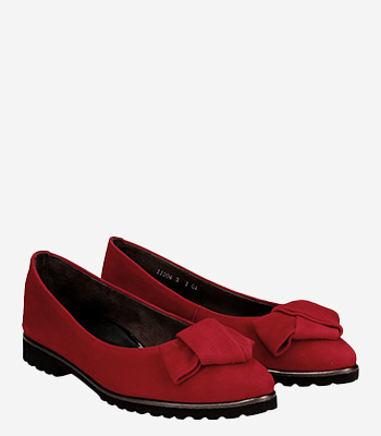 Paul Green Pointed Velvety Leather Ballerina Pumps With Straps Leopard