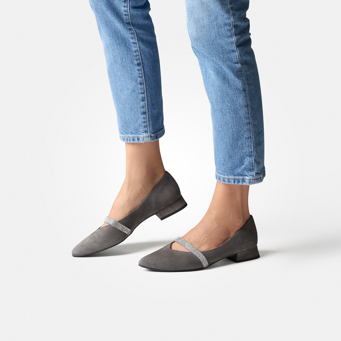 Ballerina Grau Leder