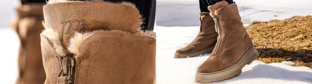 warmfutterschuh im schnee